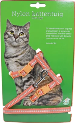Boon Kattentuig Nylon Met Lijn En Stiksel, Coral. -Huisdierproducten image 2393