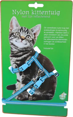 Boon Kittentuig Nylon Met Lijn Neon, Blauw Reflecterend. -Huisdierproducten image 2478