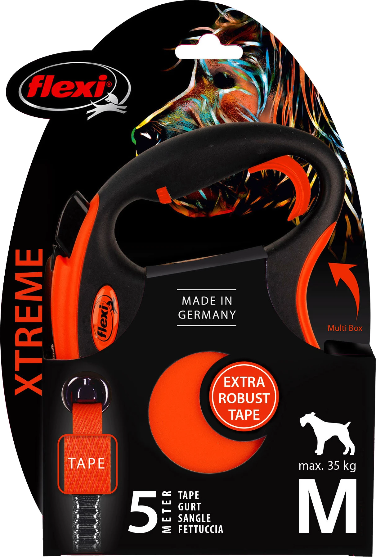 Flexi Flexi Rollijn XTREME Tape M Orange, 5 Meter. 1 Flexi Flexi Rollijn XTREME Tape M Orange, 5 Meter.