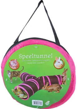 Boon Speeltunnel Nylon 'Y' Model 85x25 Cm, Zwart/roze. -Huisdierproducten image 2804