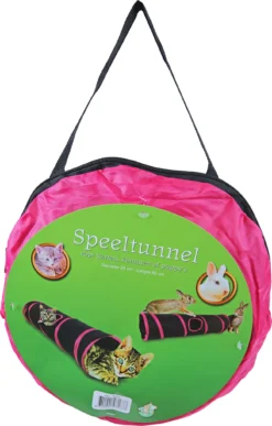 Boon Speeltunnel Nylon 85x25 Cm, Zwart/roze.