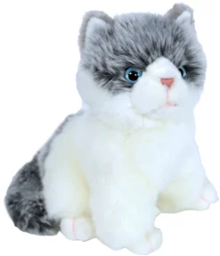 Boony "Natural Decoration" Boony Natural Decoration Kitten Pluche Zittend Wit/grijs, 20 Cm. -Huisdierproducten image 2872