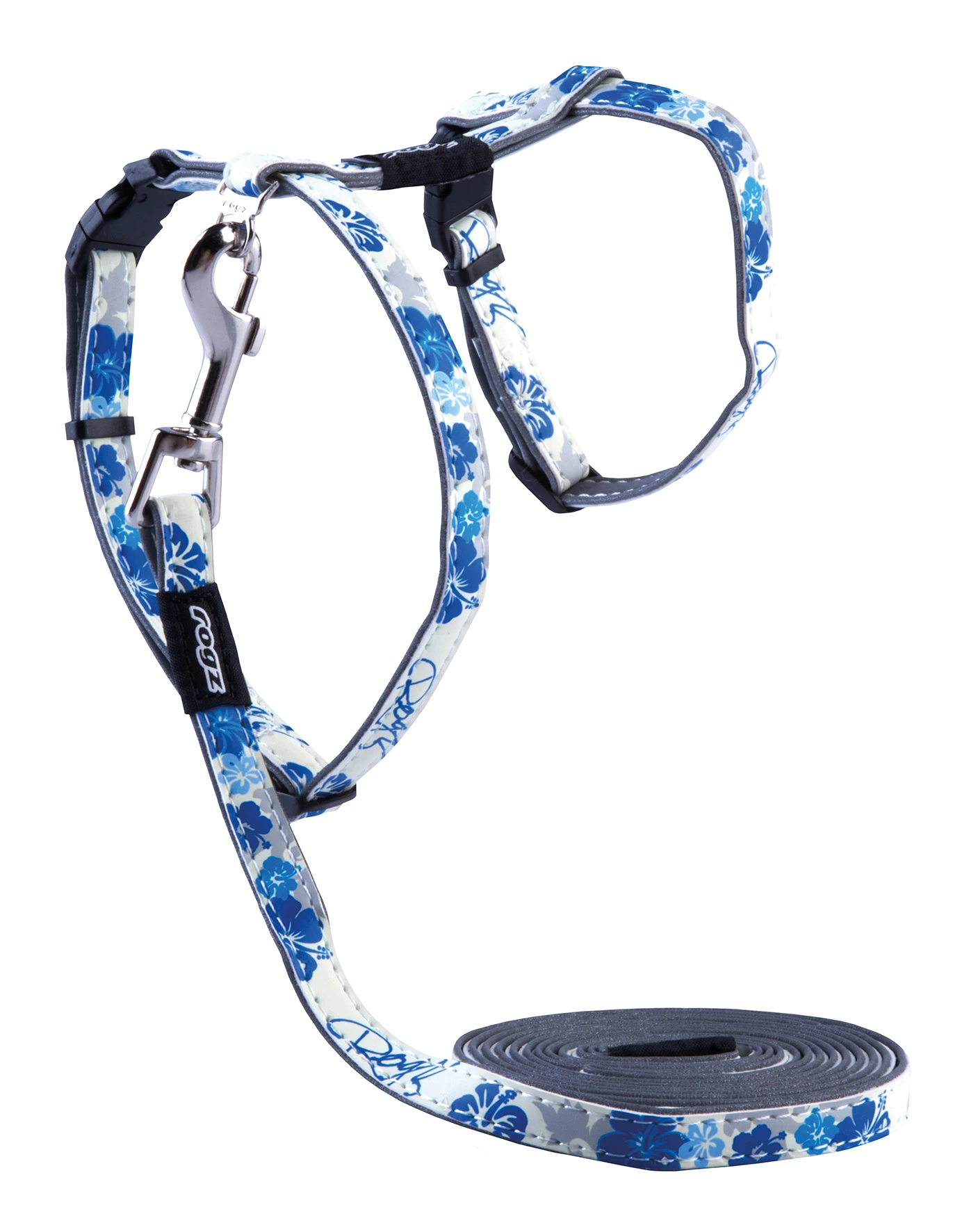 Rogz Beltz Catz GlowCat Tuig+Lijn S Blauw Floral 1 St. Small 2 Rogz Beltz Catz GlowCat Tuig+Lijn S Blauw Floral 1 St. Small - Afbeelding 2