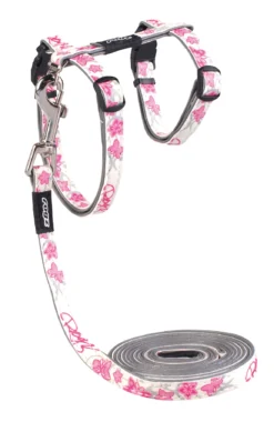 Rogz Beltz Catz GlowCat Tuig+Lijn XS Pink Butterflies 1 St. Extra Small