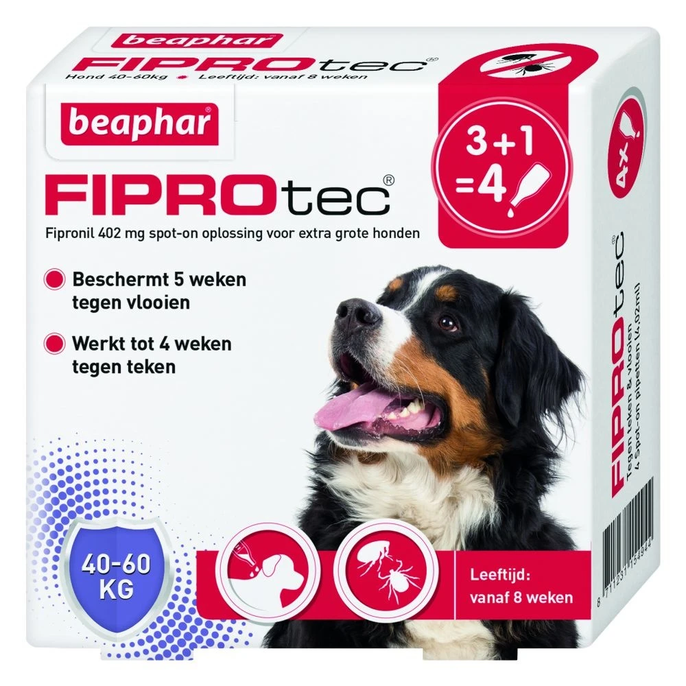Beaphar FiproTec Dog 40-60kg 3+1 4 Pip. 4 Beaphar FiproTec Dog 40-60kg 3+1 4 Pip. - Afbeelding 4