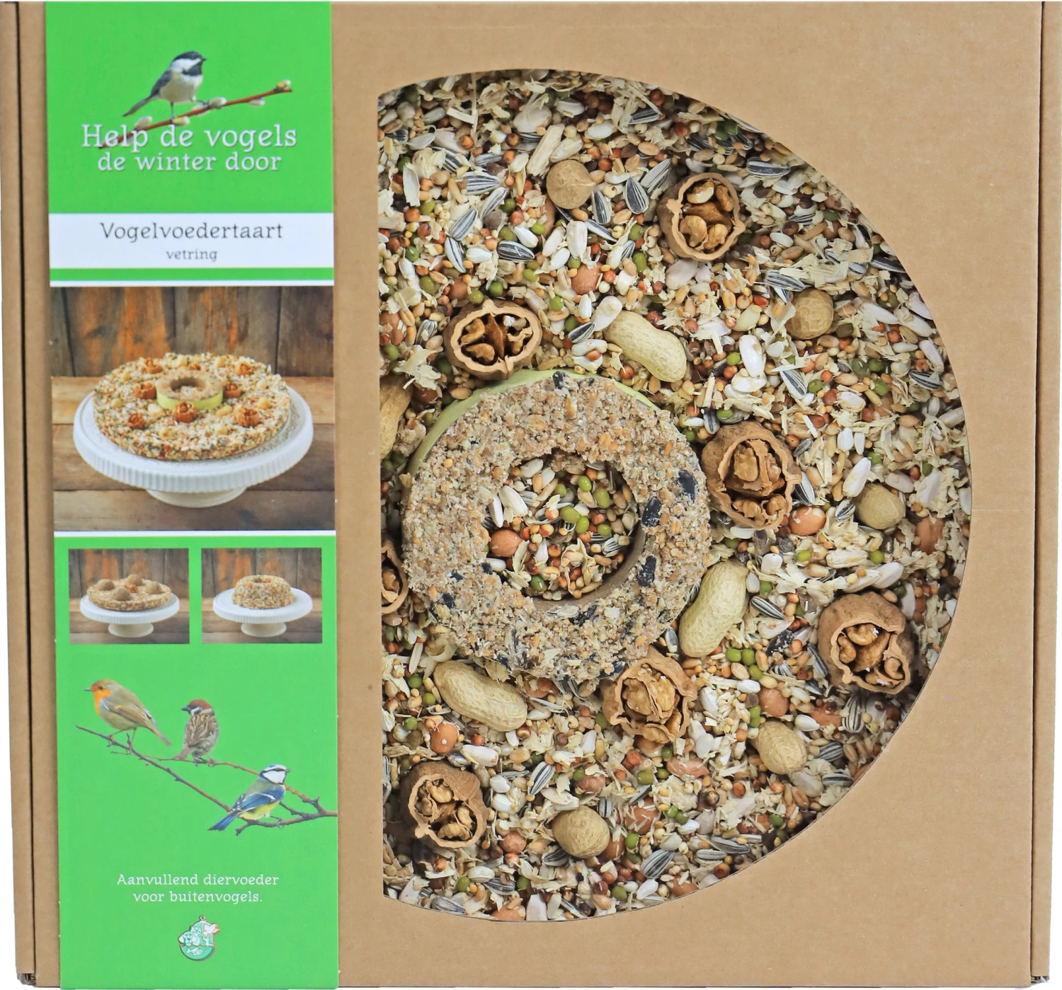 Boon Vogelvoedertaart Met Vetring, 24 Cm. 1 Boon Vogelvoedertaart Met Vetring, 24 Cm.