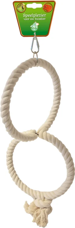 Boon Boon Vogelspeelgoed Touwring Katoen Medium 2-rings, Ø 21 Cm.