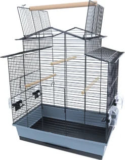 Interzoo Interzoo Vogelkooi Iza 3 Cabrio, Zwart/grijs.