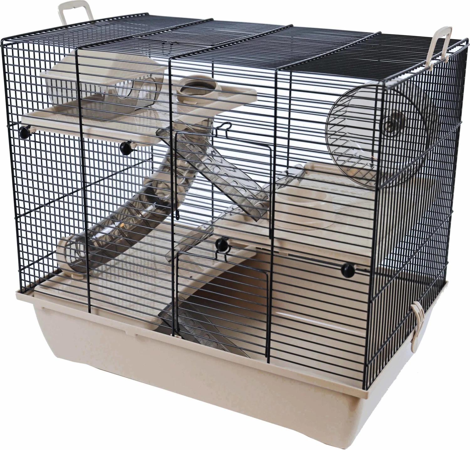 Interzoo Interzoo Hamsterkooi Pinky 3, Zwart/beige. 2 Interzoo Interzoo Hamsterkooi Pinky 3, Zwart/beige. - Afbeelding 2
