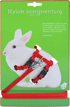 Boon Konijnentuig Met Lijn, Rood. -Huisdierproducten image 4636