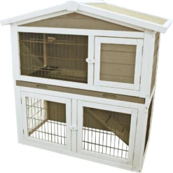 Boon Konijnenhok Bouwpakket Met Lade En Ren Grijs/wit, 101x56x100 Cm.