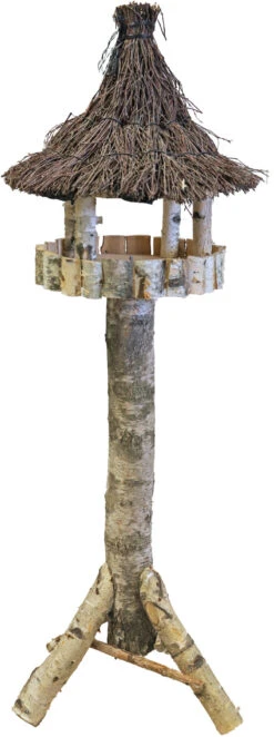 Voederhuis Berken Rond De Luxe Met Tenen Dak. -Huisdierproducten image 5954