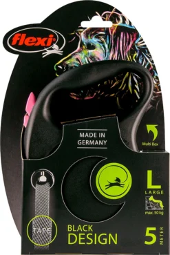 Flexi Flexi Rollijn BLACK DESIGN Tape L Roze, 5 Meter.